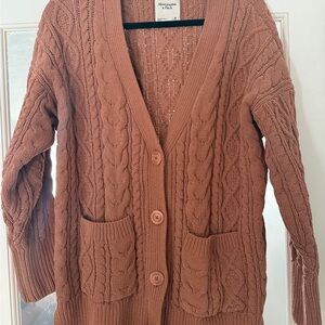 Abercrombie & Fitch Cardigan with Cable Knit Design and Full-Length Sleeves